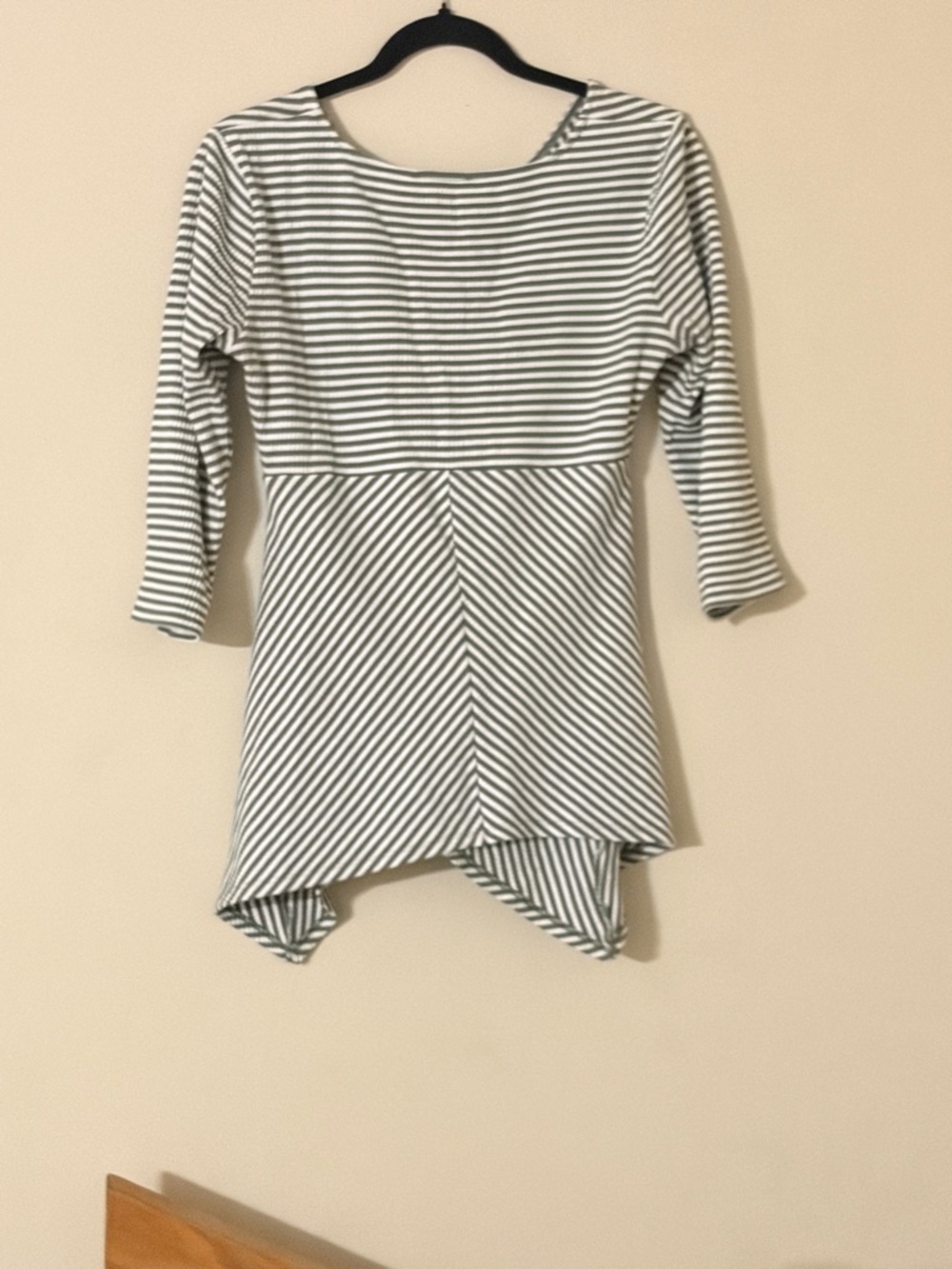 Chaus Black & White Asymmetrical Striped V-Neck Dress - Picture 3 of 3